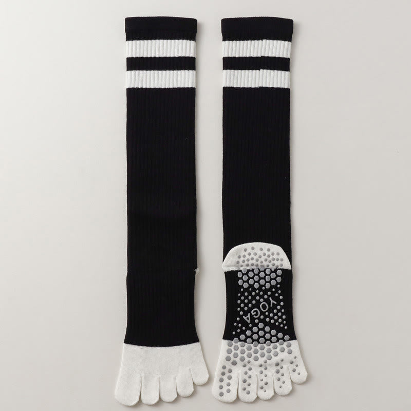 Olivenorma Five-Toe Breathable Toe Separation Non-Slip Grip Pilates Barre Fitness Socks for Women with Cotton Comfort Design Yoga Socks - Black - 10 Pairs - image 24