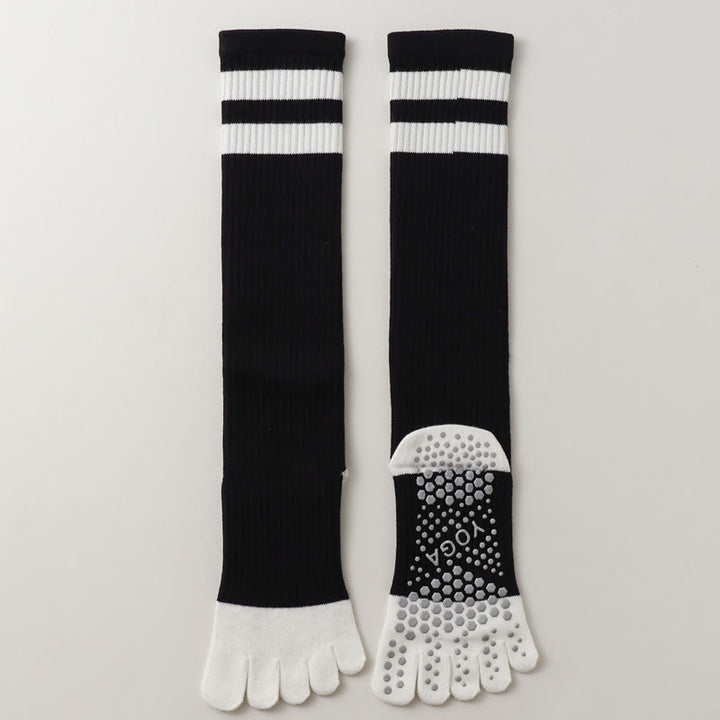 Olivenorma Five-Toe Breathable Toe Separation Non-Slip Grip Pilates Barre Fitness Socks for Women with Cotton Comfort Design Yoga Socks - Black - 10 Pairs - image 24