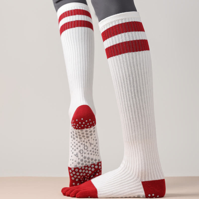 Olivenorma Five-Toe Breathable Toe Separation Non-Slip Grip Pilates Barre Fitness Socks for Women with Cotton Comfort Design Yoga Socks - image 4