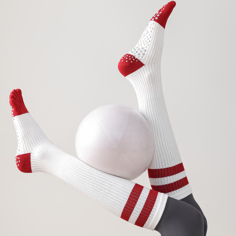 Olivenorma Five-Toe Breathable Toe Separation Non-Slip Grip Pilates Barre Fitness Socks for Women with Cotton Comfort Design Yoga Socks - image 3