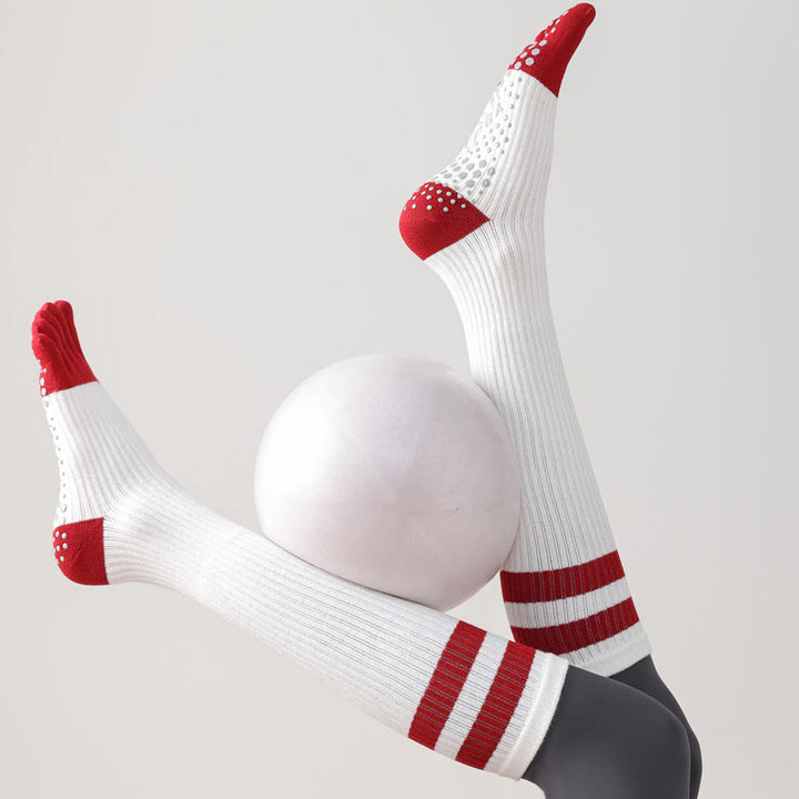 Olivenorma Five-Toe Breathable Toe Separation Non-Slip Grip Pilates Barre Fitness Socks for Women with Cotton Comfort Design Yoga Socks - image 3