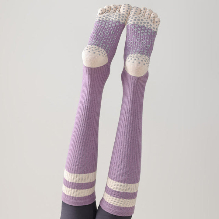 Olivenorma Five-Toe Breathable Toe Separation Non-Slip Grip Pilates Barre Fitness Socks for Women with Cotton Comfort Design Yoga Socks - image 9