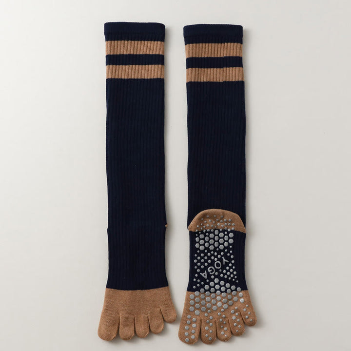 Olivenorma Five-Toe Breathable Toe Separation Non-Slip Grip Pilates Barre Fitness Socks for Women with Cotton Comfort Design Yoga Socks - Navy Blue - 10 Pairs - image 18
