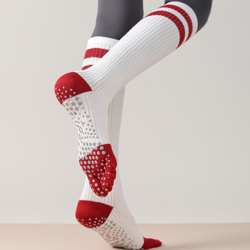 Olivenorma Five-Toe Breathable Toe Separation Non-Slip Grip Pilates Barre Fitness Socks for Women with Cotton Comfort Design Yoga Socks - image 0