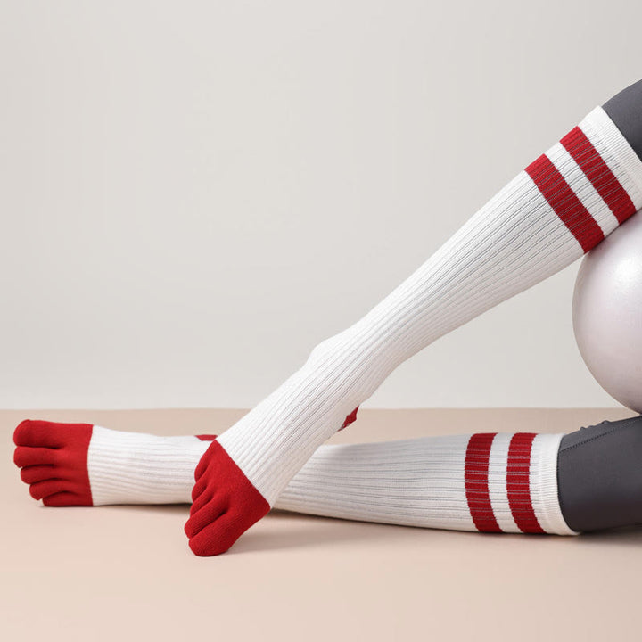 Olivenorma Five-Toe Breathable Toe Separation Non-Slip Grip Pilates Barre Fitness Socks for Women with Cotton Comfort Design Yoga Socks - image 5