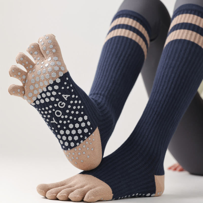 Olivenorma Five-Toe Breathable Toe Separation Non-Slip Grip Pilates Barre Fitness Socks for Women with Cotton Comfort Design Yoga Socks - image 20