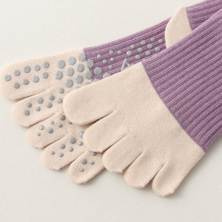 Olivenorma Five-Toe Breathable Toe Separation Non-Slip Grip Pilates Barre Fitness Socks for Women with Cotton Comfort Design Yoga Socks - image 11