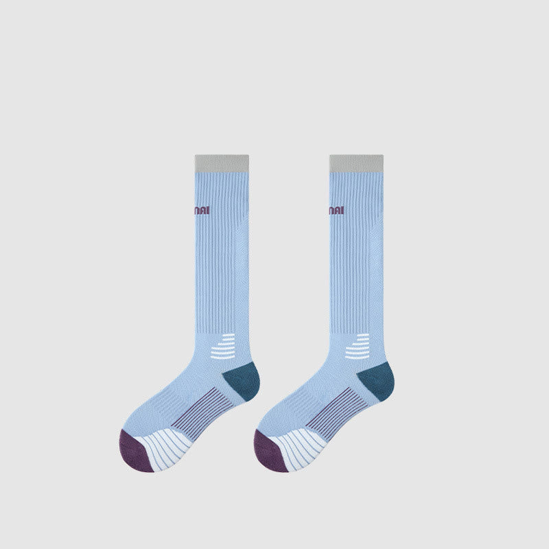 Olivenorma Retro Crew Compression Non-Slip Pilates Barre Everyday Comfort Calf Socks with Breathable Support & Athletic Fit Yoga Socks - Sky Blue - 10 Pairs - image 9