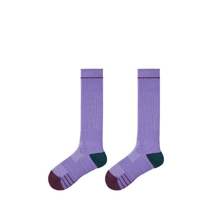 Olivenorma Retro Crew Compression Non-Slip Pilates Barre Everyday Comfort Calf Socks with Breathable Support & Athletic Fit Yoga Socks - Purple - 10 Pairs - image 17