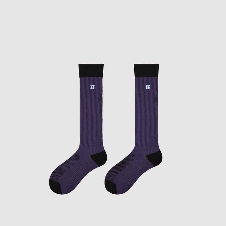 Olivenorma Retro Crew Compression Non-Slip Pilates Barre Everyday Comfort Calf Socks with Breathable Support & Athletic Fit Yoga Socks - Dark Purple - 10 Pairs - image 11