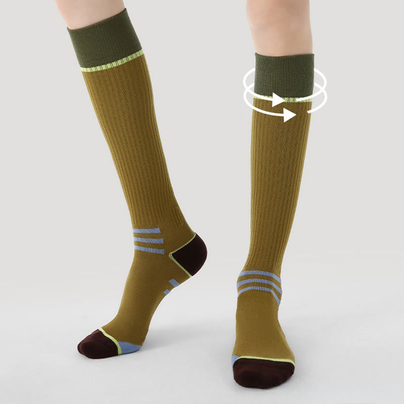 Olivenorma Retro Crew Compression Non-Slip Pilates Barre Everyday Comfort Calf Socks with Breathable Support & Athletic Fit Yoga Socks - image 3