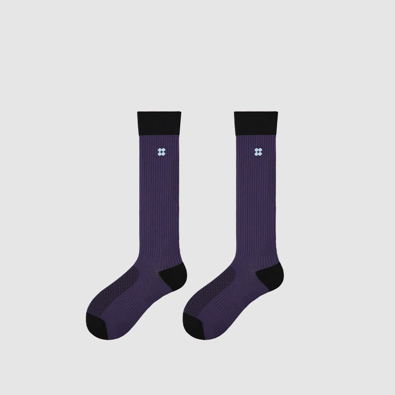 Olivenorma Retro Crew Compression Non-Slip Pilates Barre Everyday Comfort Calf Socks with Breathable Support & Athletic Fit Yoga Socks - Dark Purple - 10 Pairs - image 11