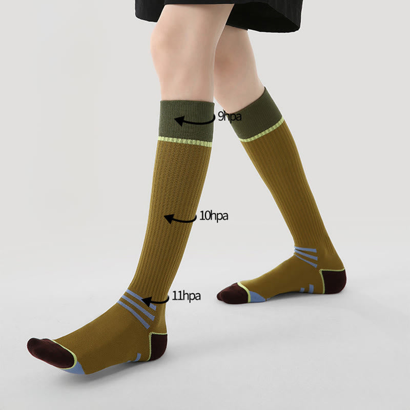 Olivenorma Retro Crew Compression Non-Slip Pilates Barre Everyday Comfort Calf Socks with Breathable Support & Athletic Fit Yoga Socks - image 4