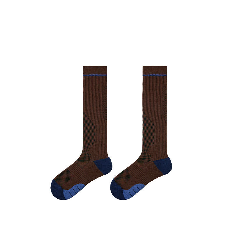 Olivenorma Retro Crew Compression Non-Slip Pilates Barre Everyday Comfort Calf Socks with Breathable Support & Athletic Fit Yoga Socks - Brown - 10 Pairs - image 19