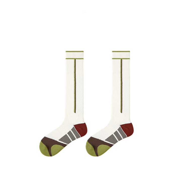 Olivenorma Retro Crew Compression Non-Slip Pilates Barre Everyday Comfort Calf Socks with Breathable Support & Athletic Fit Yoga Socks - White + Green - 10 Pairs - image 14