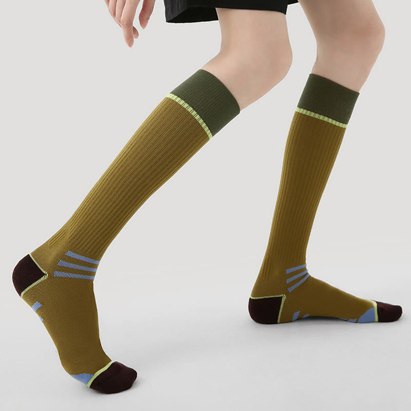 Olivenorma Retro Crew Compression Non-Slip Pilates Barre Everyday Comfort Calf Socks with Breathable Support & Athletic Fit Yoga Socks - image 0