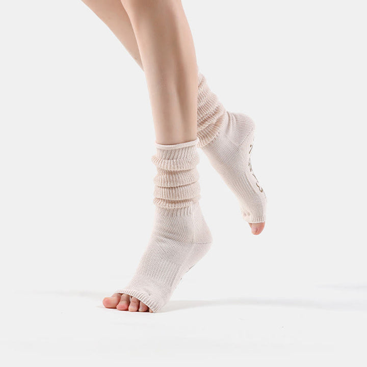 Olivenorma Open-Toe Five-Toe Breathable Toe Separation Non-Slip Grip Pilates Fitness Socks with Cotton Comfort & Stable Traction Yoga Socks - White - 5 Pairs - image 5