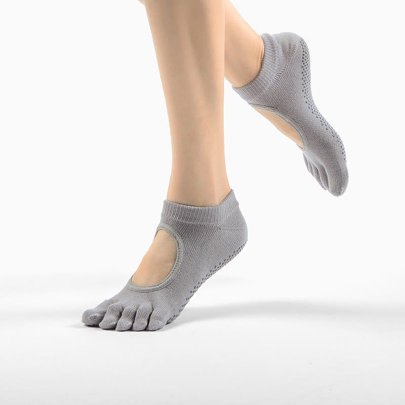 Olivenorma Minimal Five-Toe Breathable Toe Separation Grip Pilates Barre Balance Socks with Lightweight Comfort Design Yoga Socks - Grey - 10 Pairs - image 0