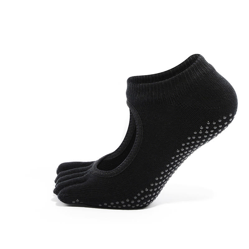 Olivenorma Minimal Five-Toe Yoga Socks Breathable Toe Separation Grip Pilates Barre Balance Socks - Black - 10 Pairs - image 3