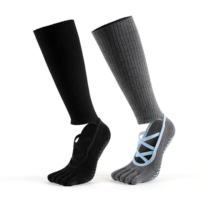 Olivenorma Elastic Strap Yoga Barre Socks Anti-Slip Grip Pilates Training for Women with Secure Cross Strap & Breathable Comfort Socks - image 12