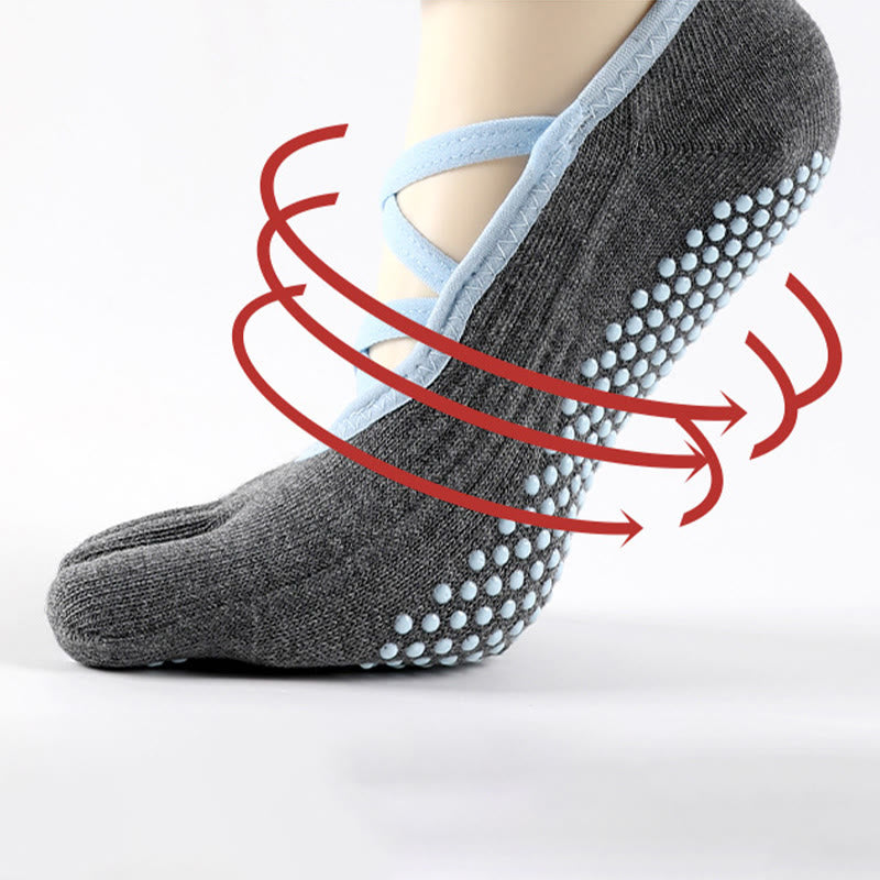 Olivenorma Elastic Strap Yoga Barre Socks Anti-Slip Grip Pilates Training for Women with Secure Cross Strap & Breathable Comfort Socks - image 5