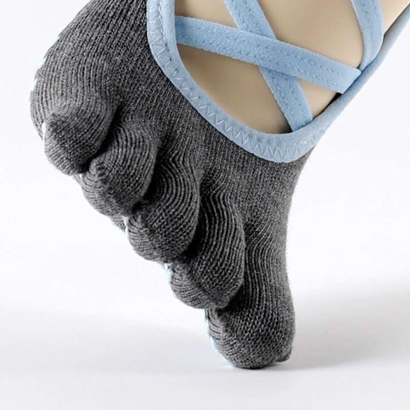 Olivenorma Elastic Strap Yoga Barre Socks Anti-Slip Grip Pilates Training for Women with Secure Cross Strap & Breathable Comfort Socks - image 4