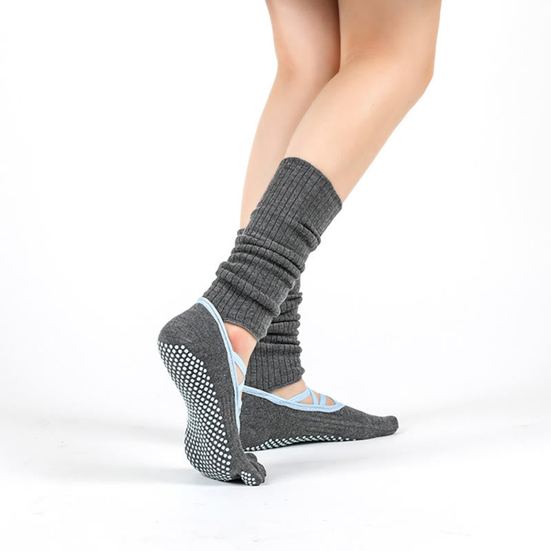 Olivenorma Elastic Strap Yoga Barre Socks Anti-Slip Grip Pilates Training for Women with Secure Cross Strap & Breathable Comfort Socks - image 2