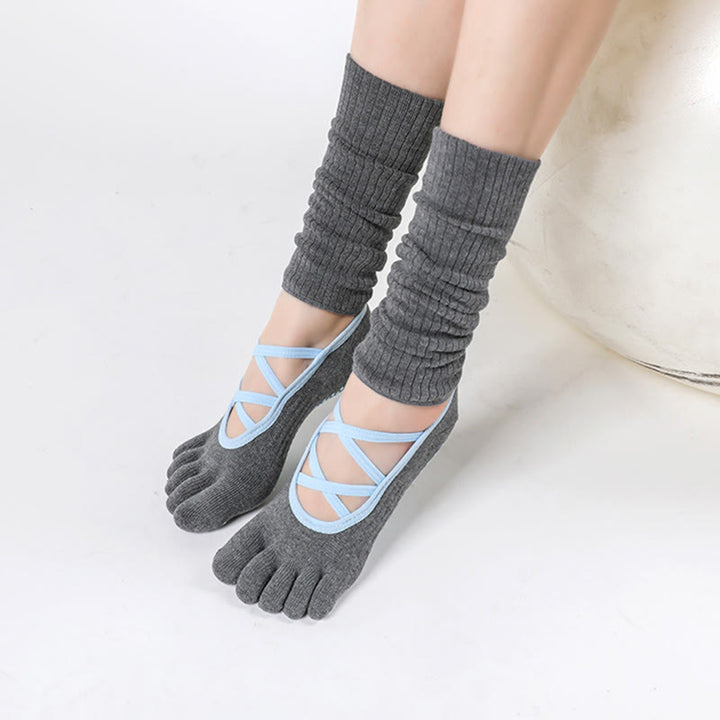 Olivenorma Elastic Strap Yoga Barre Socks Anti-Slip Grip Pilates Training for Women with Secure Cross Strap & Breathable Comfort Socks - image 3
