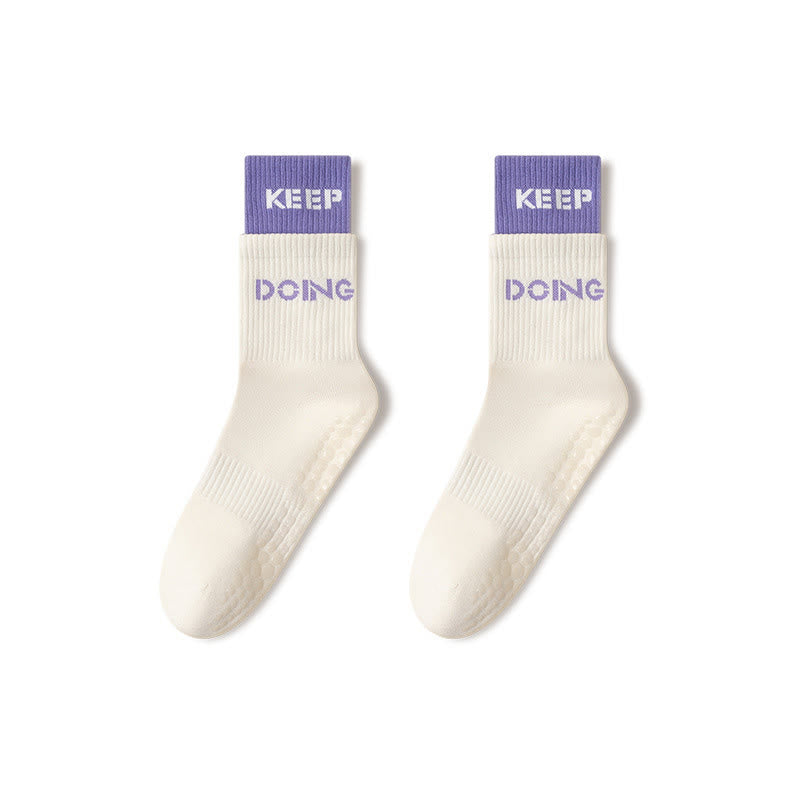 Olivenorma Cushion Grip Crew Yoga Socks Non-Slip Pilates Barre Comfort Training Socks - image 3