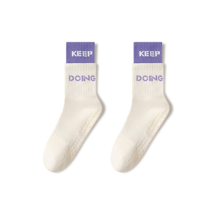 Olivenorma Cushion Grip Crew Yoga Socks Non-Slip Pilates Barre Comfort Training Socks - image 3