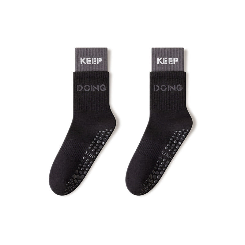 Olivenorma Cushion Grip Crew Non-Slip Pilates Barre Comfort Training Socks with Soft Padding & Breathable Cotton Support Yoga Socks - Black - 10 Pairs - image 10