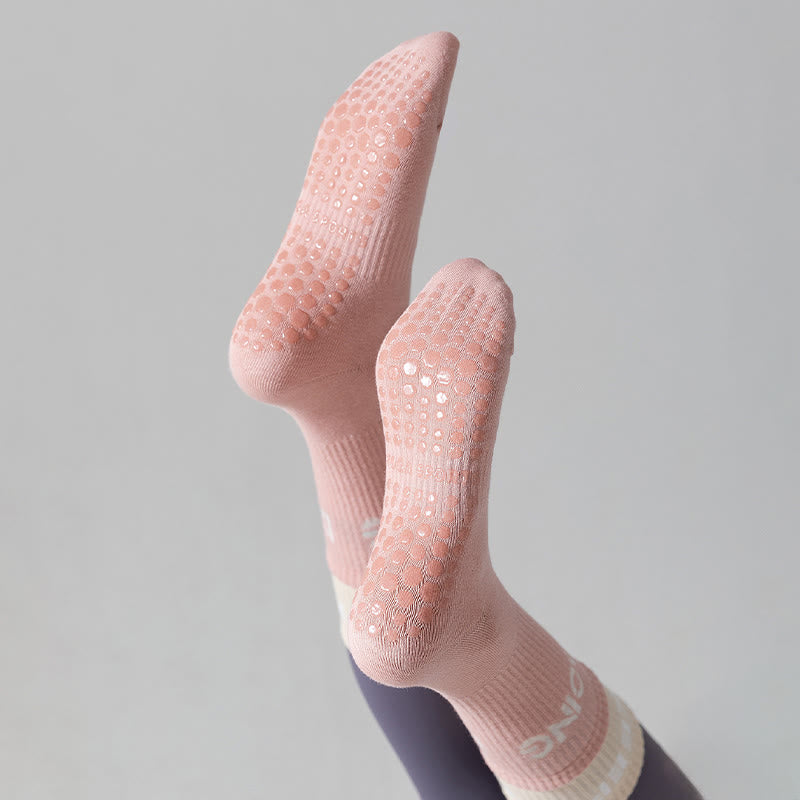 Olivenorma Cushion Grip Crew Non-Slip Pilates Barre Comfort Training Socks with Soft Padding & Breathable Cotton Support Yoga Socks - image 8