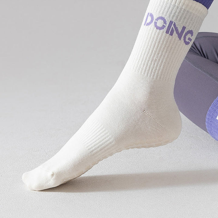 Olivenorma Cushion Grip Crew Non-Slip Pilates Barre Comfort Training Socks with Soft Padding & Breathable Cotton Support Yoga Socks - image 5