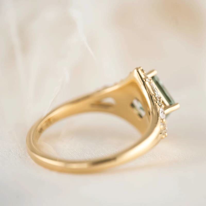 FREE Today: Elegant Square Cut Green Moissanite Engagement Luxury Vintage Promise Ring - image 7