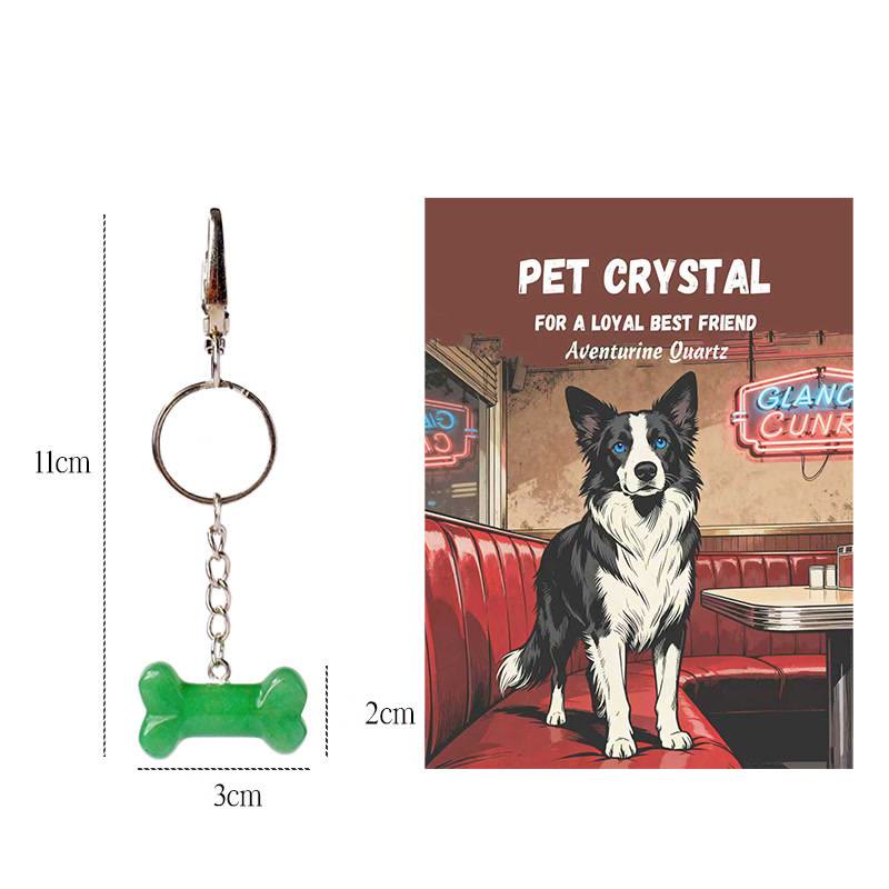 Olivenorma Natural Crystal Dog Bone Pendant Bag Charm Keychain with Card - Green Aventurine 2 - image 16