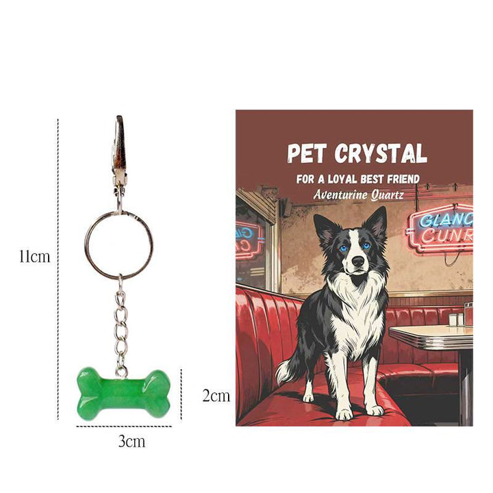 Olivenorma Natural Crystal Dog Bone Pendant Bag Charm Keychain with Card - Green Aventurine 2 - image 16