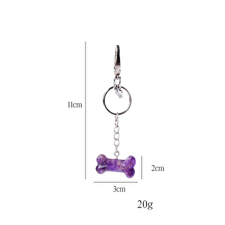 Olivenorma Natural Crystal Dog Bone Pendant Bag Charm Keychain with Card - image 30
