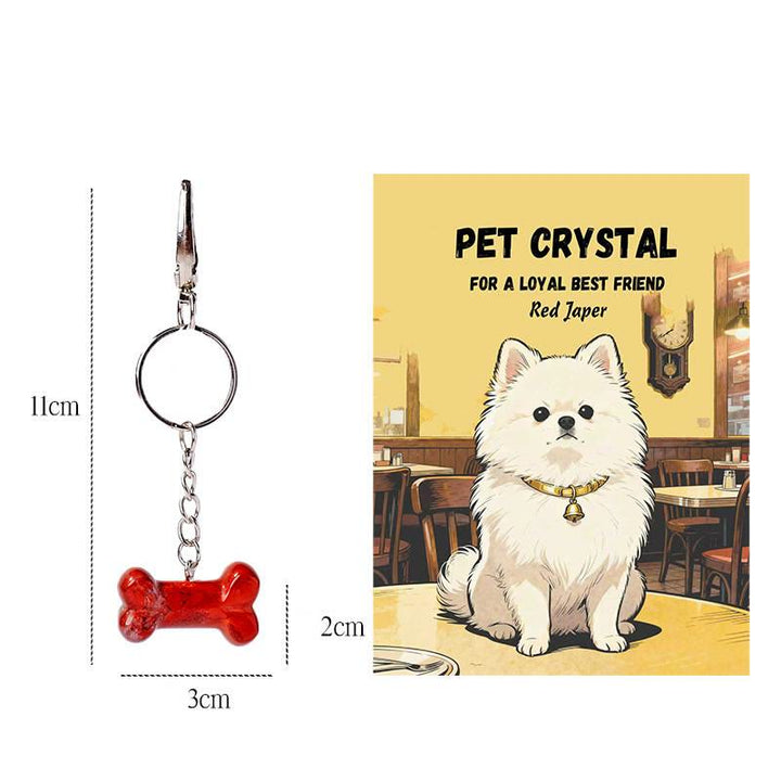Olivenorma Natural Crystal Dog Bone Pendant Bag Charm Keychain with Card - Red Jasper - image 26