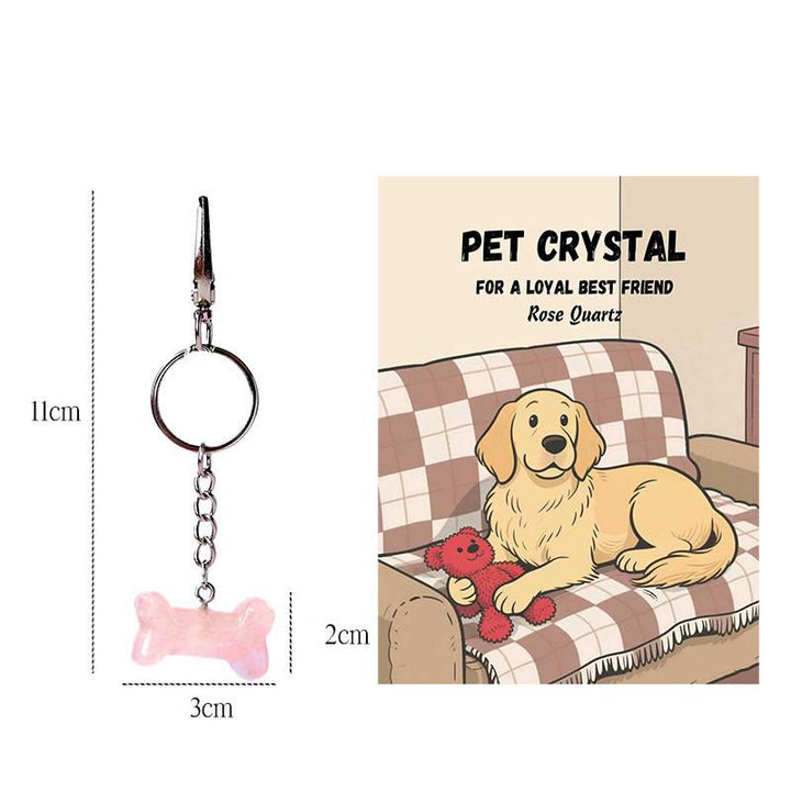 Olivenorma Natural Crystal Dog Bone Pendant Bag Charm Keychain with Card - Rose Quartz - image 21