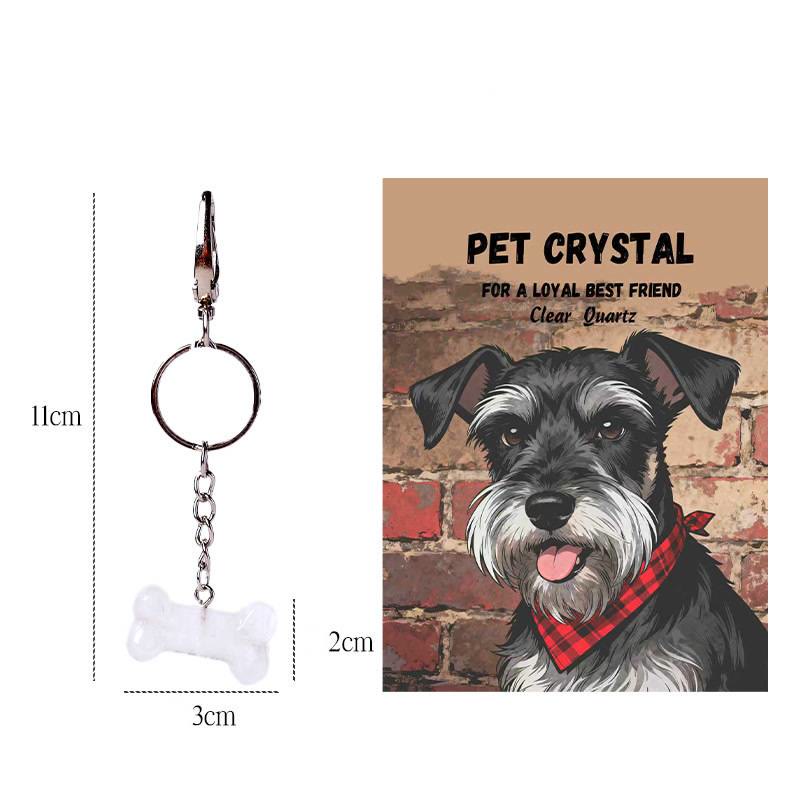 Olivenorma Natural Crystal Dog Bone Pendant Bag Charm Keychain with Card - Clear Quartz - image 24
