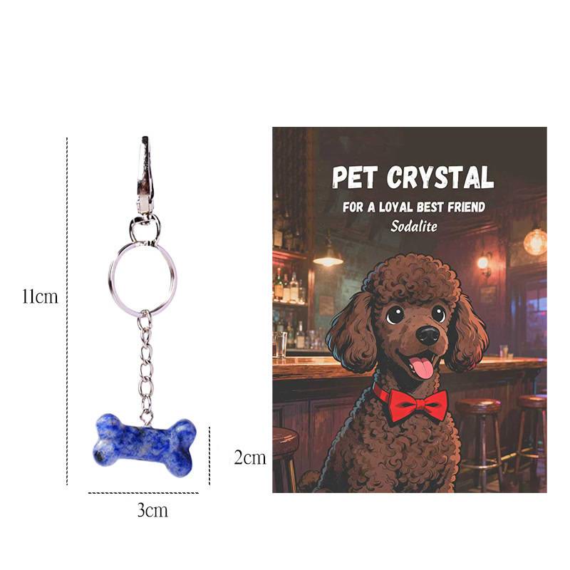 Olivenorma Natural Crystal Dog Bone Pendant Bag Charm Keychain with Card - Sodalite - image 19
