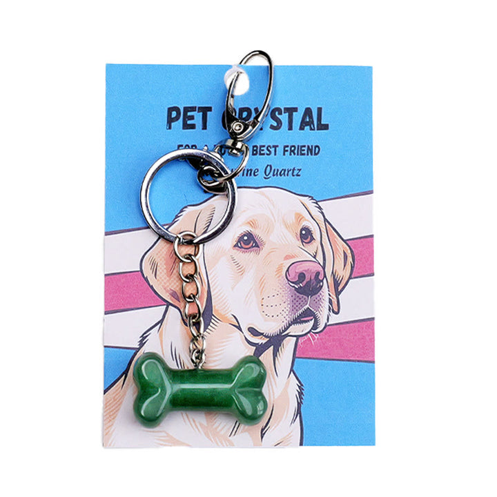 Olivenorma Natural Crystal Dog Bone Pendant Bag Charm Keychain with Card - image 15