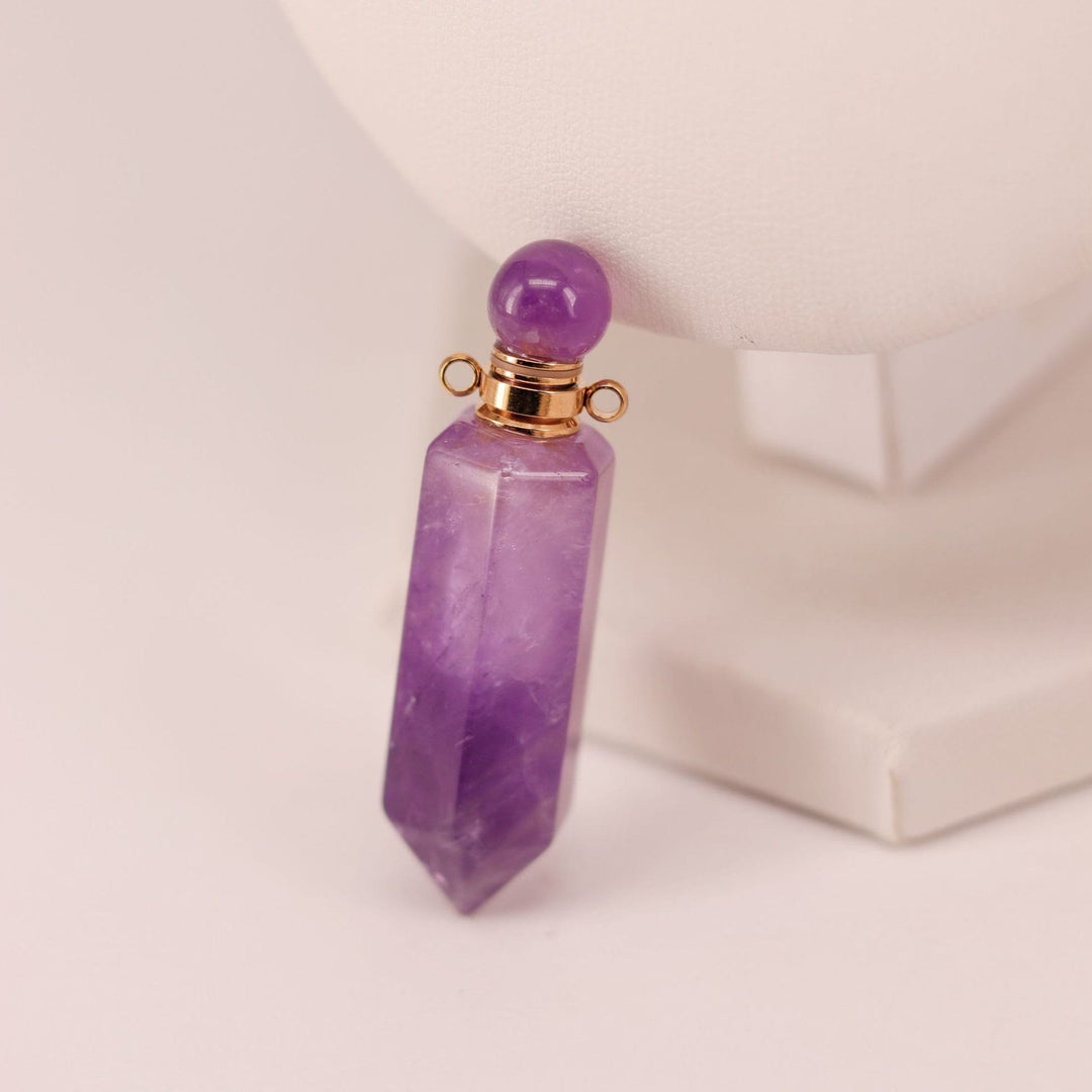 Olivenorma Hexagonal Column Essential Oil Diffuser Crystal Vial Bottle Necklace - Amethyst - image 5