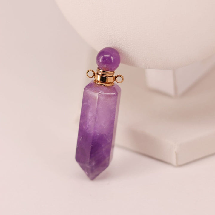 Olivenorma Hexagonal Column Essential Oil Diffuser Crystal Vial Bottle Necklace - Amethyst - image 5