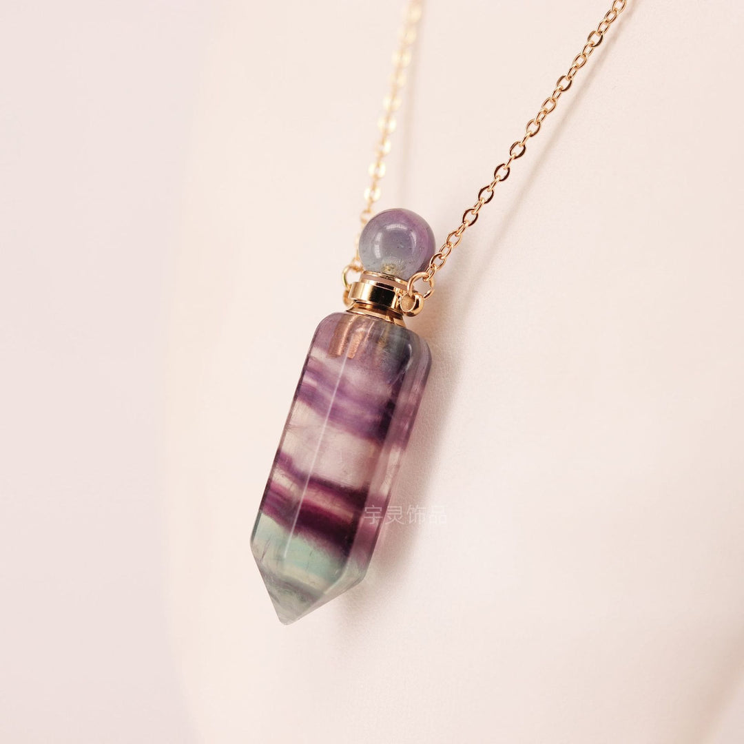 Olivenorma Hexagonal Column Essential Oil Diffuser Crystal Vial Bottle Necklace - image 1