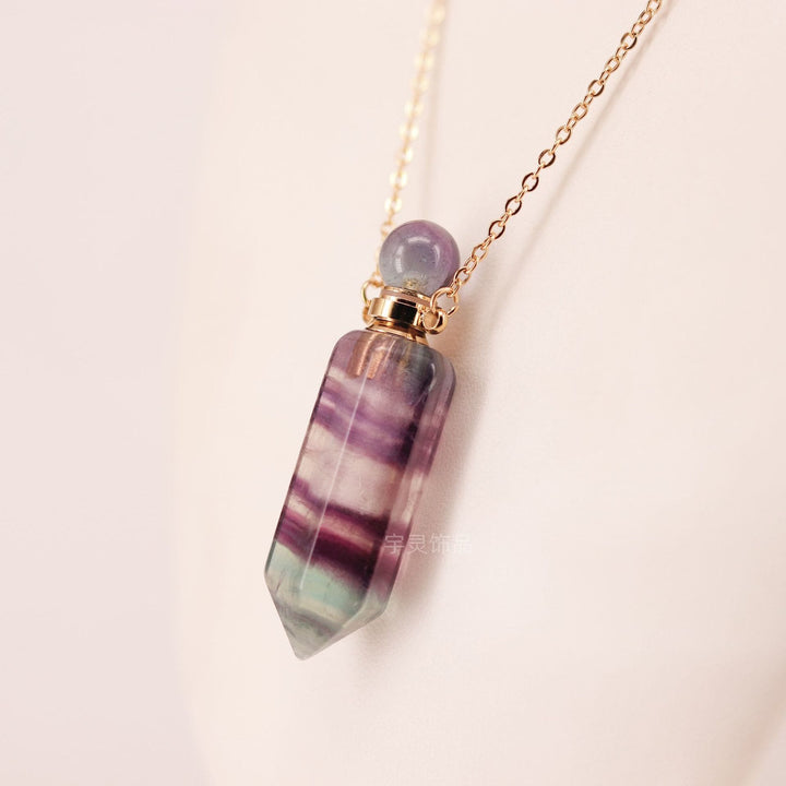 Olivenorma Hexagonal Column Essential Oil Diffuser Crystal Vial Bottle Necklace - image 1