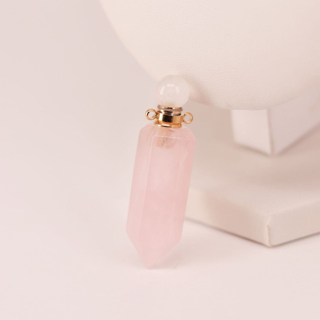 Olivenorma Hexagonal Column Essential Oil Diffuser Crystal Vial Bottle Necklace - Rose Quartz - image 13