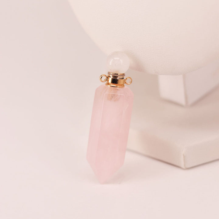 Olivenorma Hexagonal Column Essential Oil Diffuser Crystal Vial Bottle Necklace - Rose Quartz - image 13