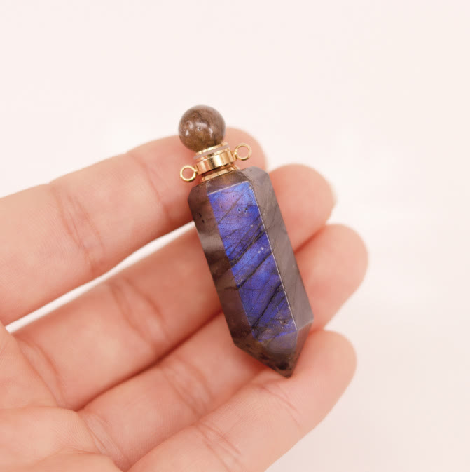 Olivenorma Hexagonal Column Essential Oil Diffuser Crystal Vial Bottle Necklace - Labradorite - image 29