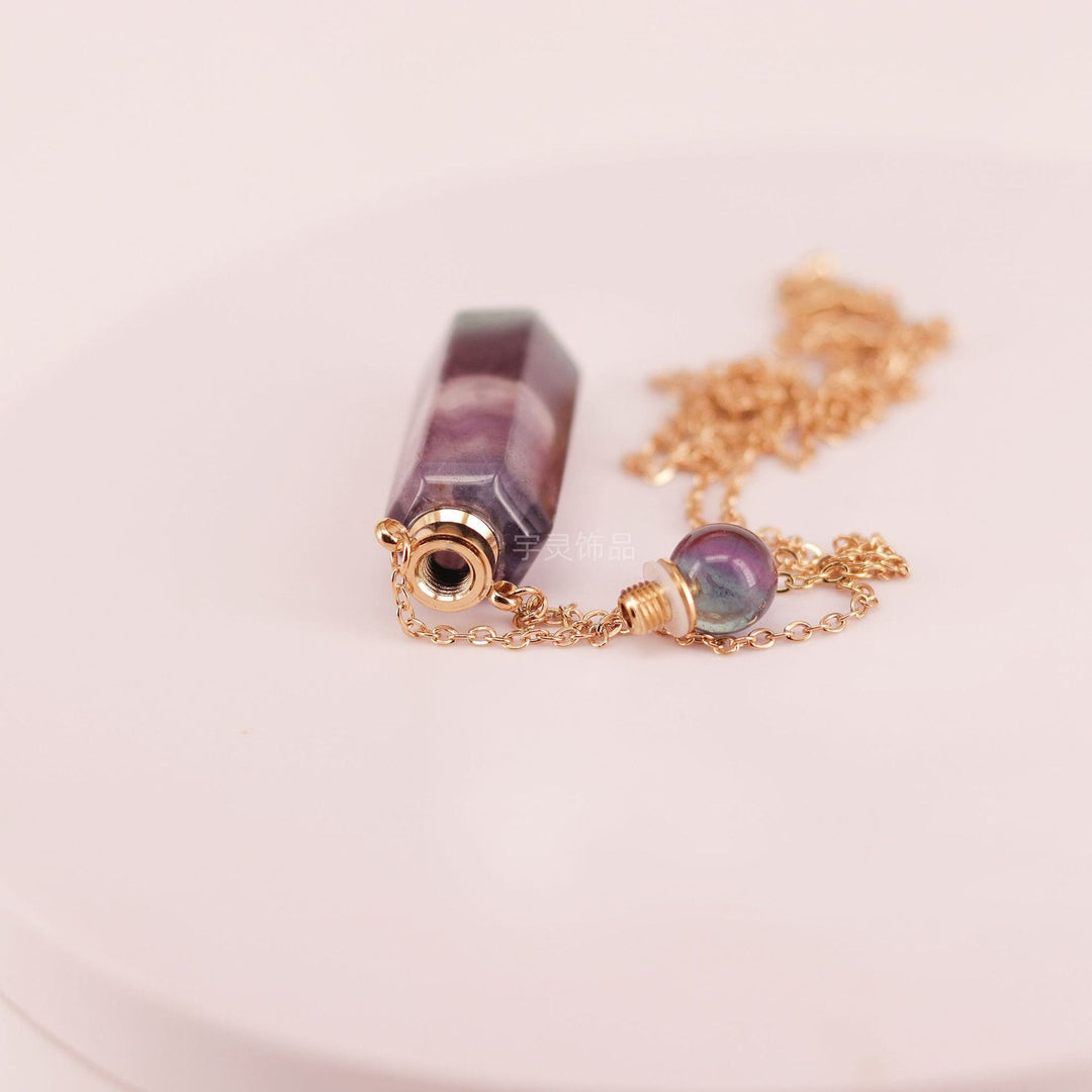 Olivenorma Hexagonal Column Essential Oil Diffuser Crystal Vial Bottle Necklace - image 3